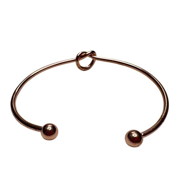 Minimalist Rose Gold Tone Knot Cuff Bracelet Open Bangle Jewelry Gift Women - Picture 7 of 8